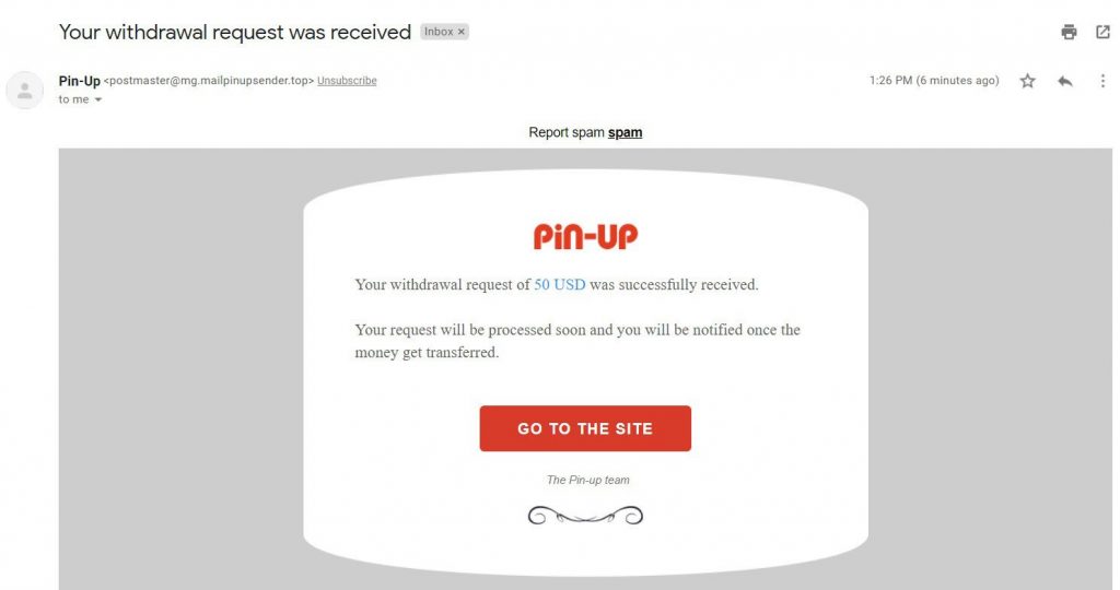 Pin Up Casino Withdrawal Confirmation